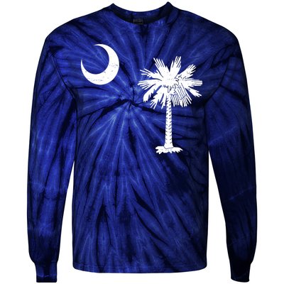 Vintage South Carolina Flag Palmetto Moon  Tie-Dye Long Sleeve Shirt