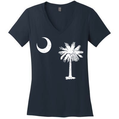 Vintage South Carolina Flag Palmetto Moon  Women's V-Neck T-Shirt