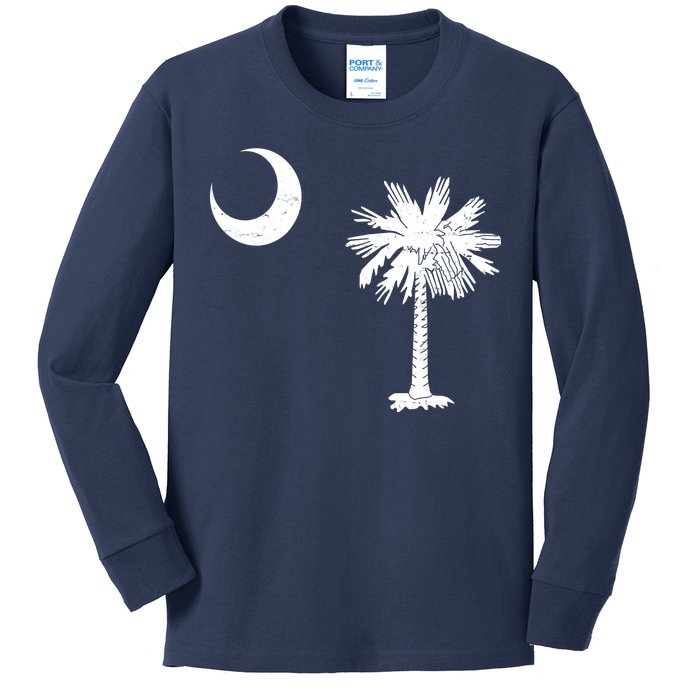 Vintage South Carolina Flag Palmetto Moon  Kids Long Sleeve Shirt