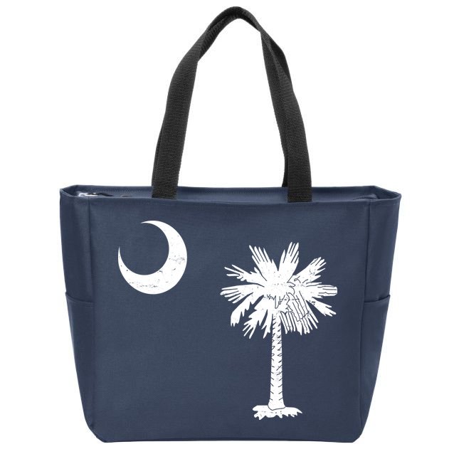 Vintage South Carolina Flag Palmetto Moon  Zip Tote Bag