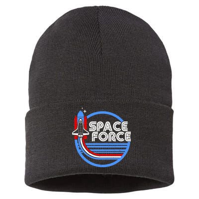 Vintage Space Force Emblem Sustainable Knit Beanie