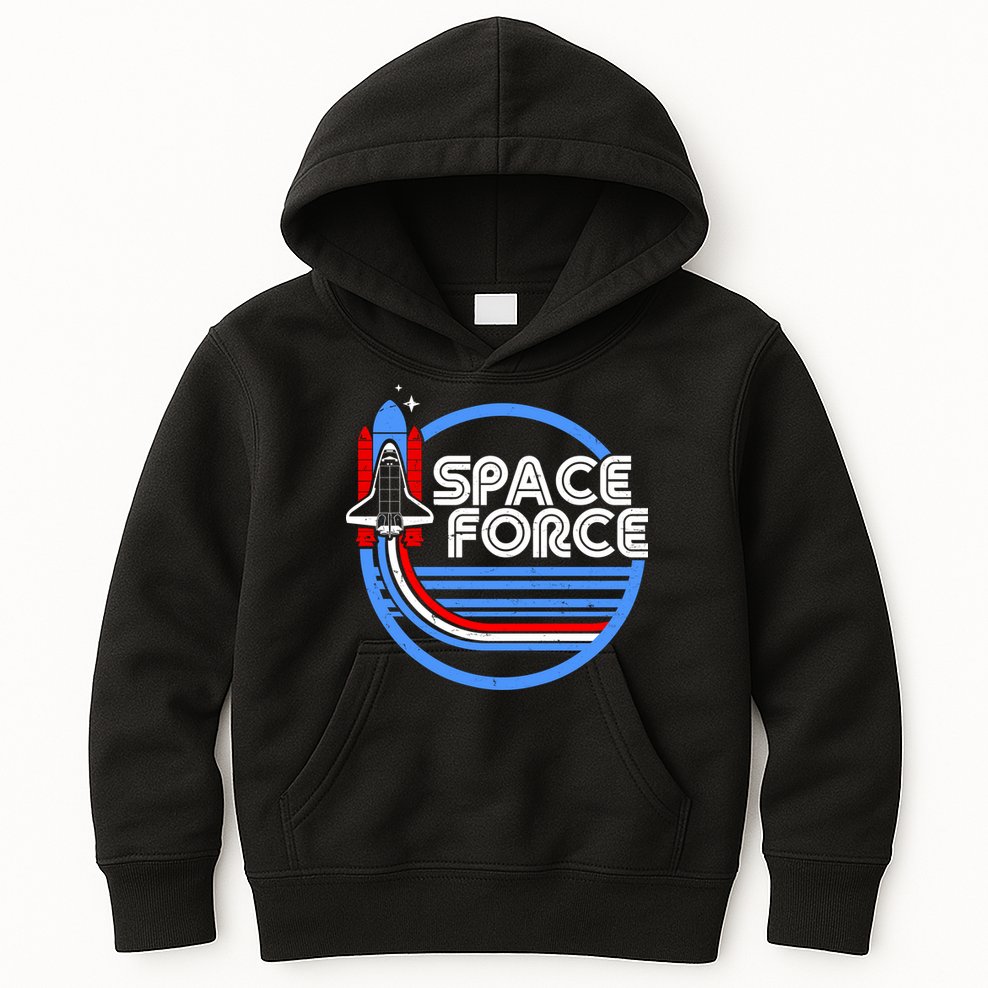 Vintage Space Force Emblem Kids Hoodie