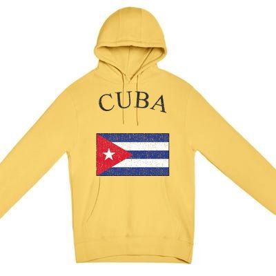 Vintage Sports Design Cuban Flag Premium Pullover Hoodie