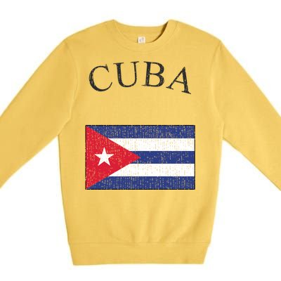 Vintage Sports Design Cuban Flag Premium Crewneck Sweatshirt