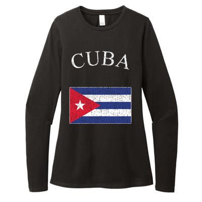 Vintage Sports Design Cuban Flag Womens CVC Long Sleeve Shirt