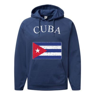 Vintage Sports Design Cuban Flag Performance Fleece Hoodie