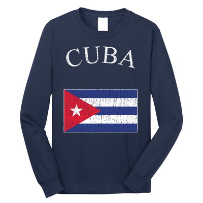 Vintage Sports Design Cuban Flag Long Sleeve Shirt