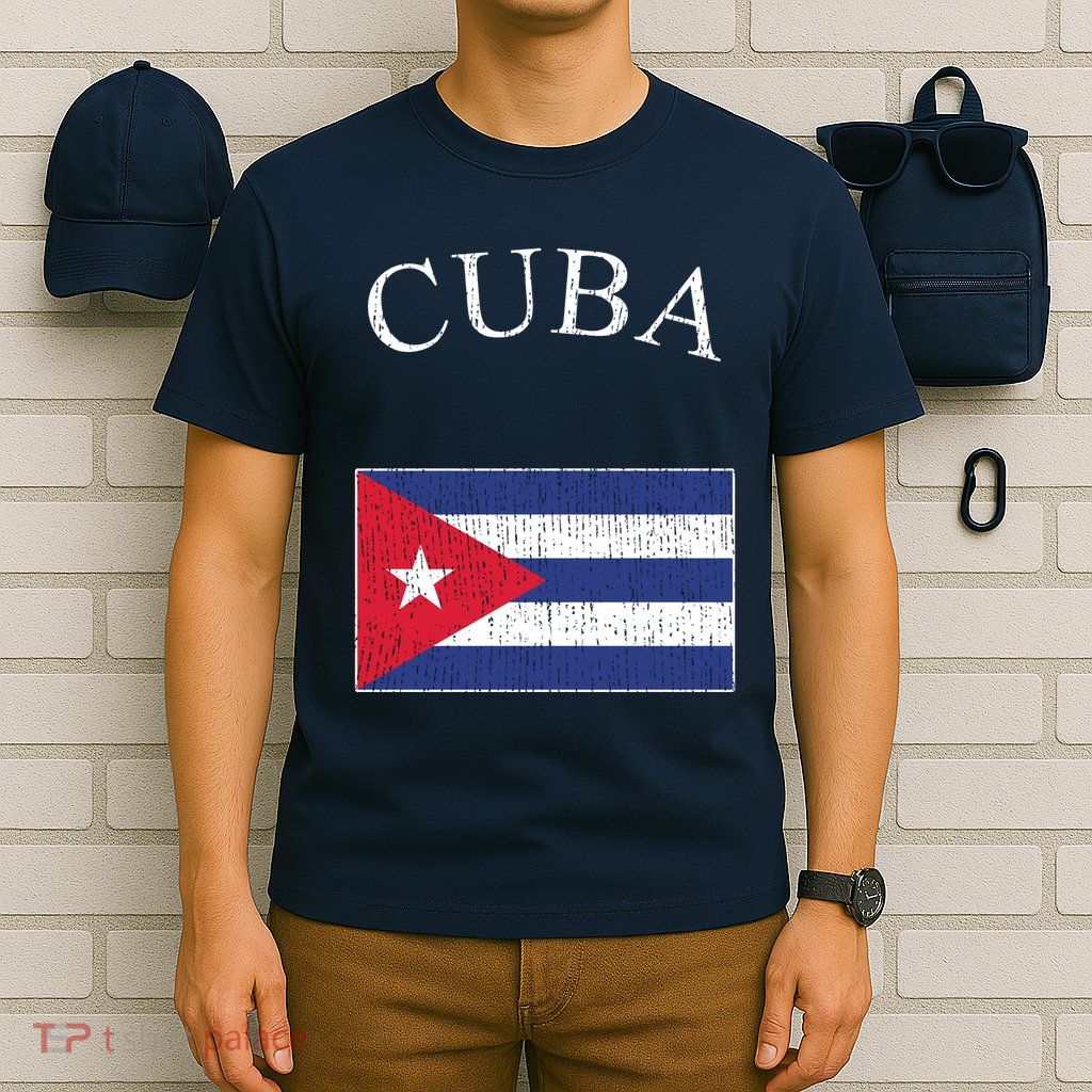 Vintage Sports Design Cuban Flag T-Shirt