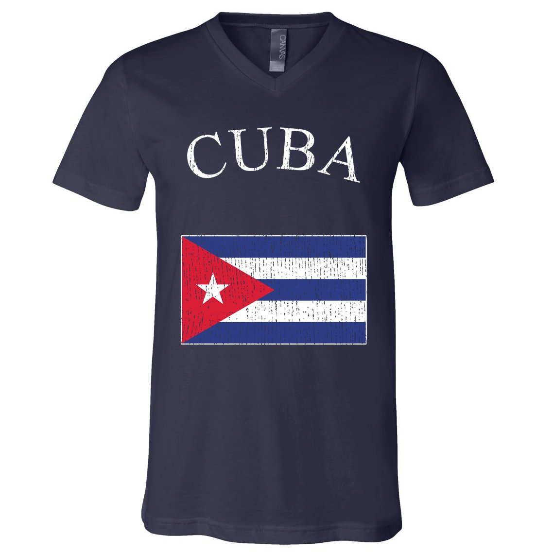 Vintage Sports Design Cuban Flag V-Neck T-Shirt