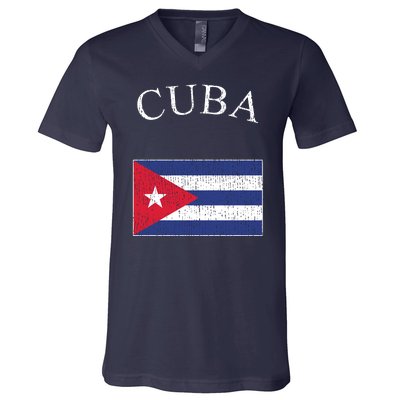 Vintage Sports Design Cuban Flag V-Neck T-Shirt