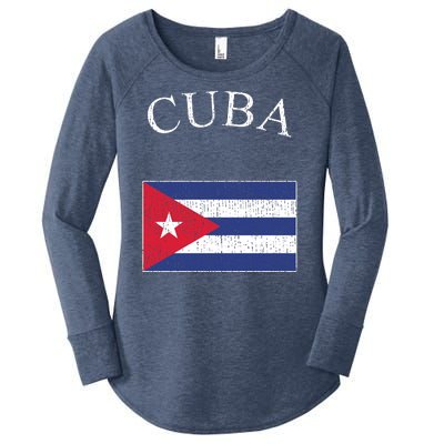 Vintage Sports Design Cuban Flag Women's Perfect Tri Tunic Long Sleeve Shirt