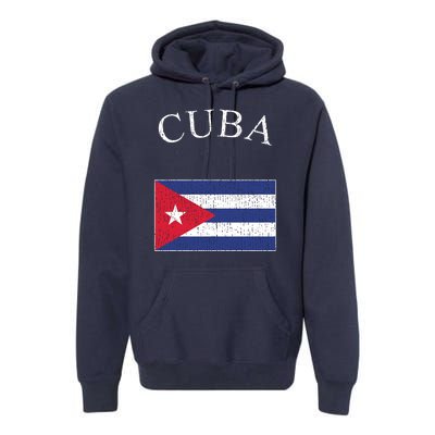 Vintage Sports Design Cuban Flag Premium Hoodie