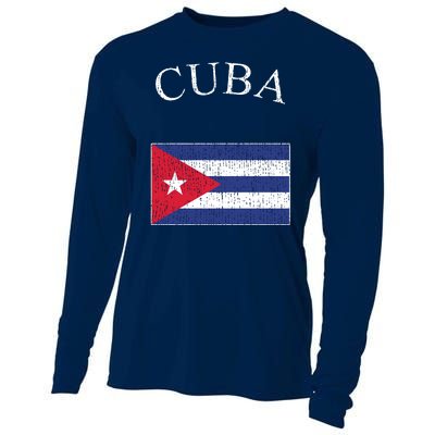 Vintage Sports Design Cuban Flag Cooling Performance Long Sleeve Crew