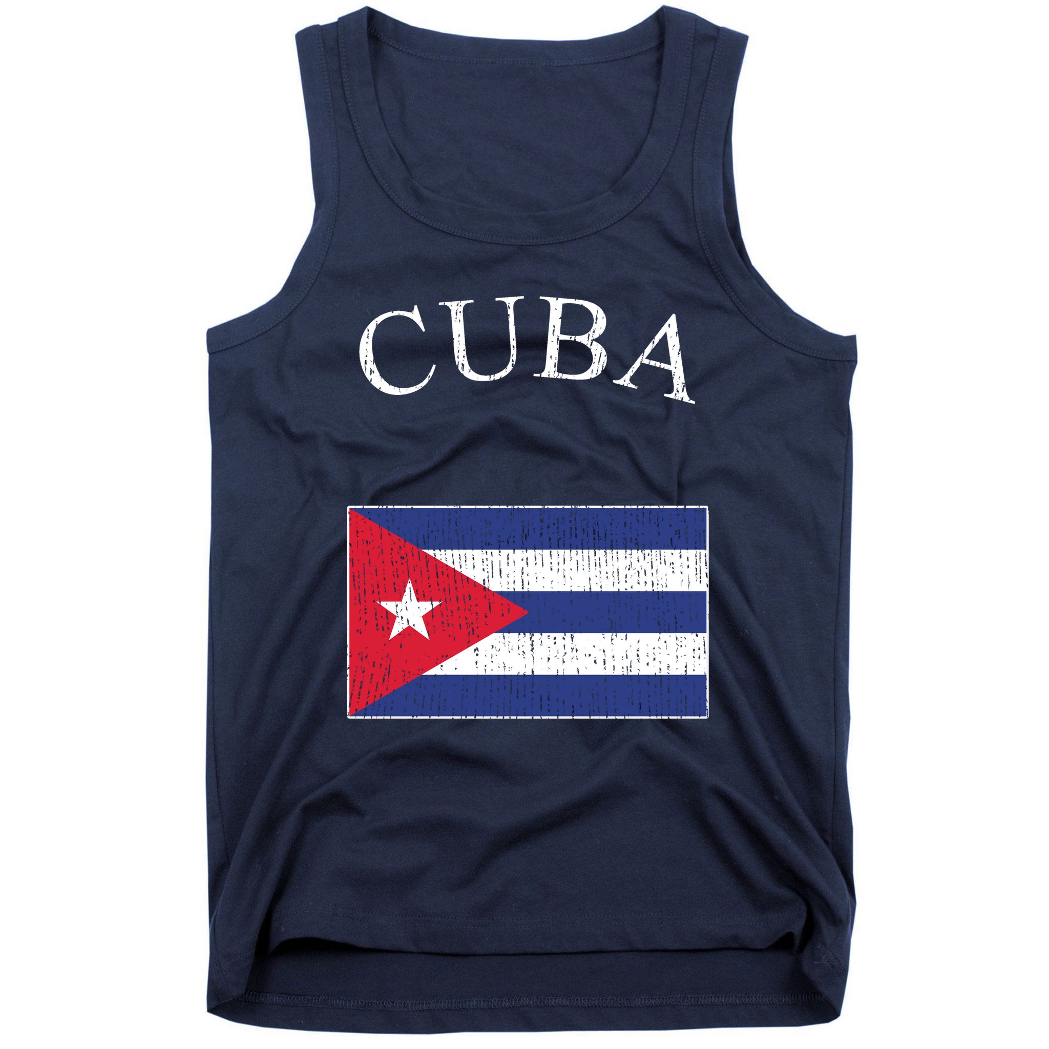 Vintage Sports Design Cuban Flag Tank Top