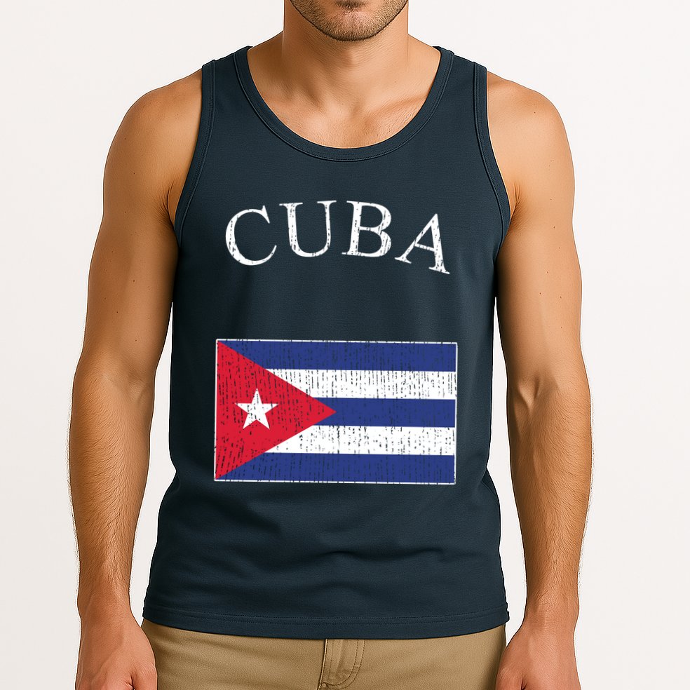 Vintage Sports Design Cuban Flag Tank Top