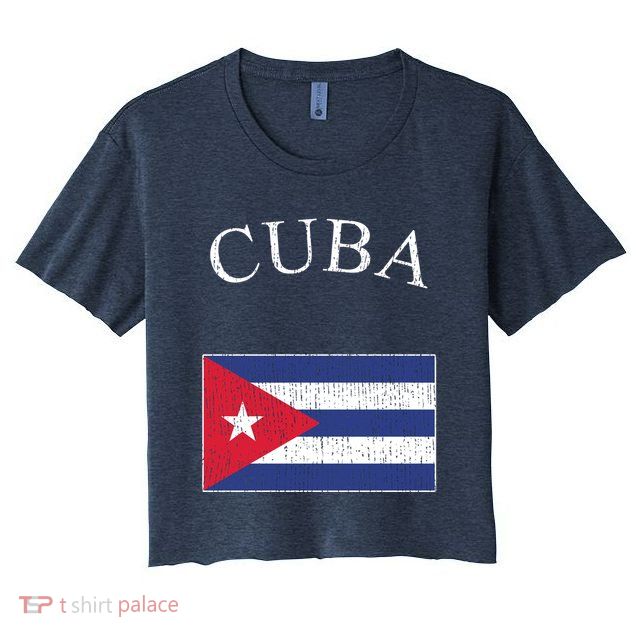 Vintage Sports Design Cuban Flag Crop Top