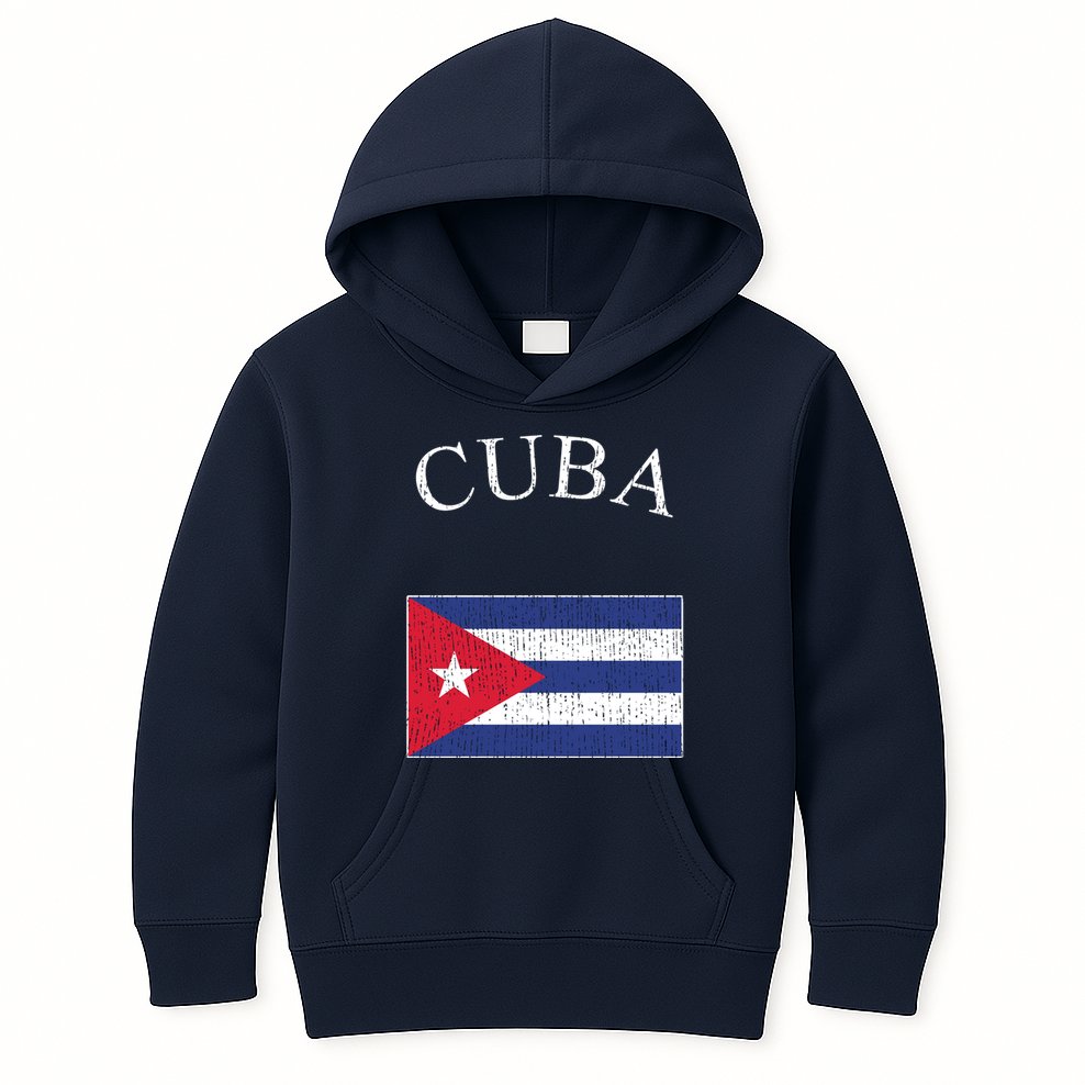 Vintage Sports Design Cuban Flag Kids Hoodie
