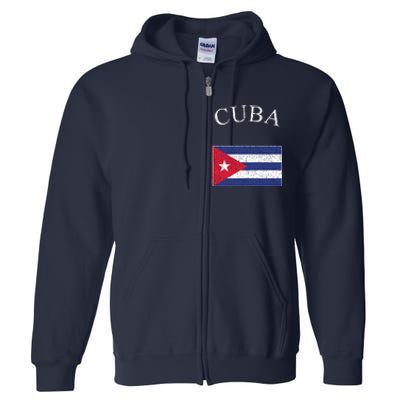 Vintage Sports Design Cuban Flag Full Zip Hoodie