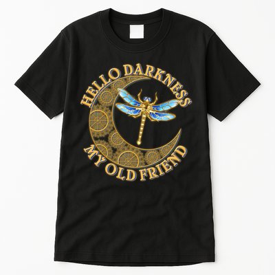 Vintage Steampunk Dragonfly Moon Hello Darkness My Old Friend Tall T-Shirt