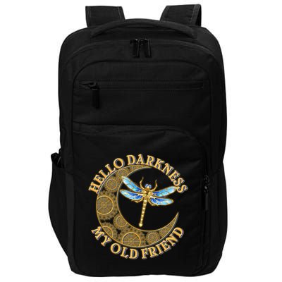 Vintage Steampunk Dragonfly Moon Hello Darkness My Old Friend Impact Tech Backpack