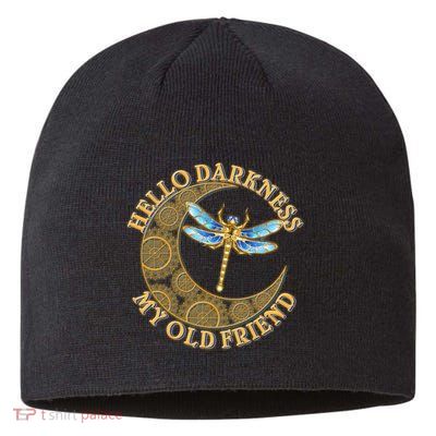Vintage Steampunk Dragonfly Moon Hello Darkness My Old Friend Sustainable Beanie