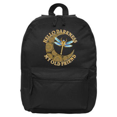 Vintage Steampunk Dragonfly Moon Hello Darkness My Old Friend 16 in Basic Backpack