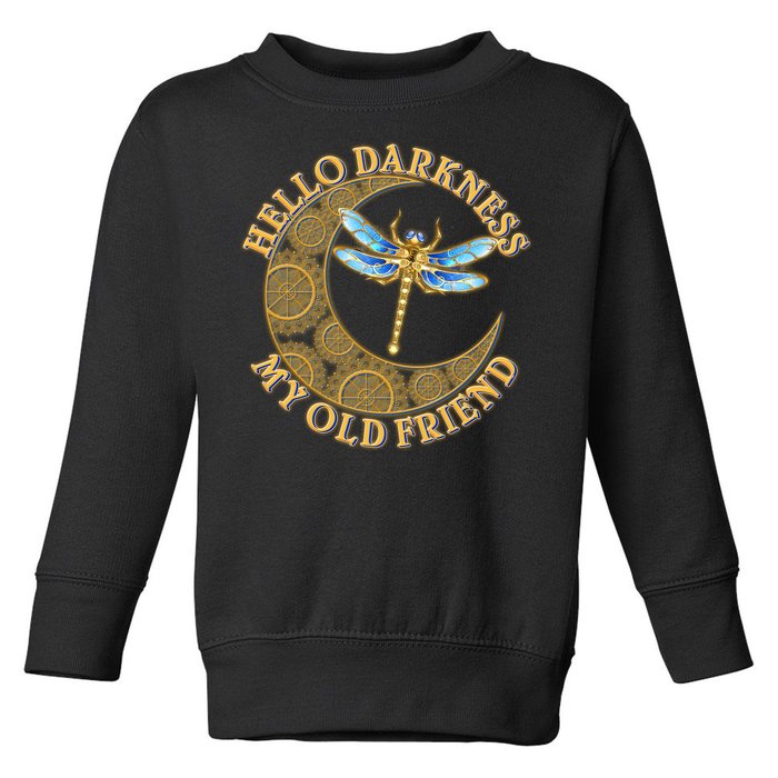 Vintage Steampunk Dragonfly Moon Hello Darkness My Old Friend Toddler Sweatshirt