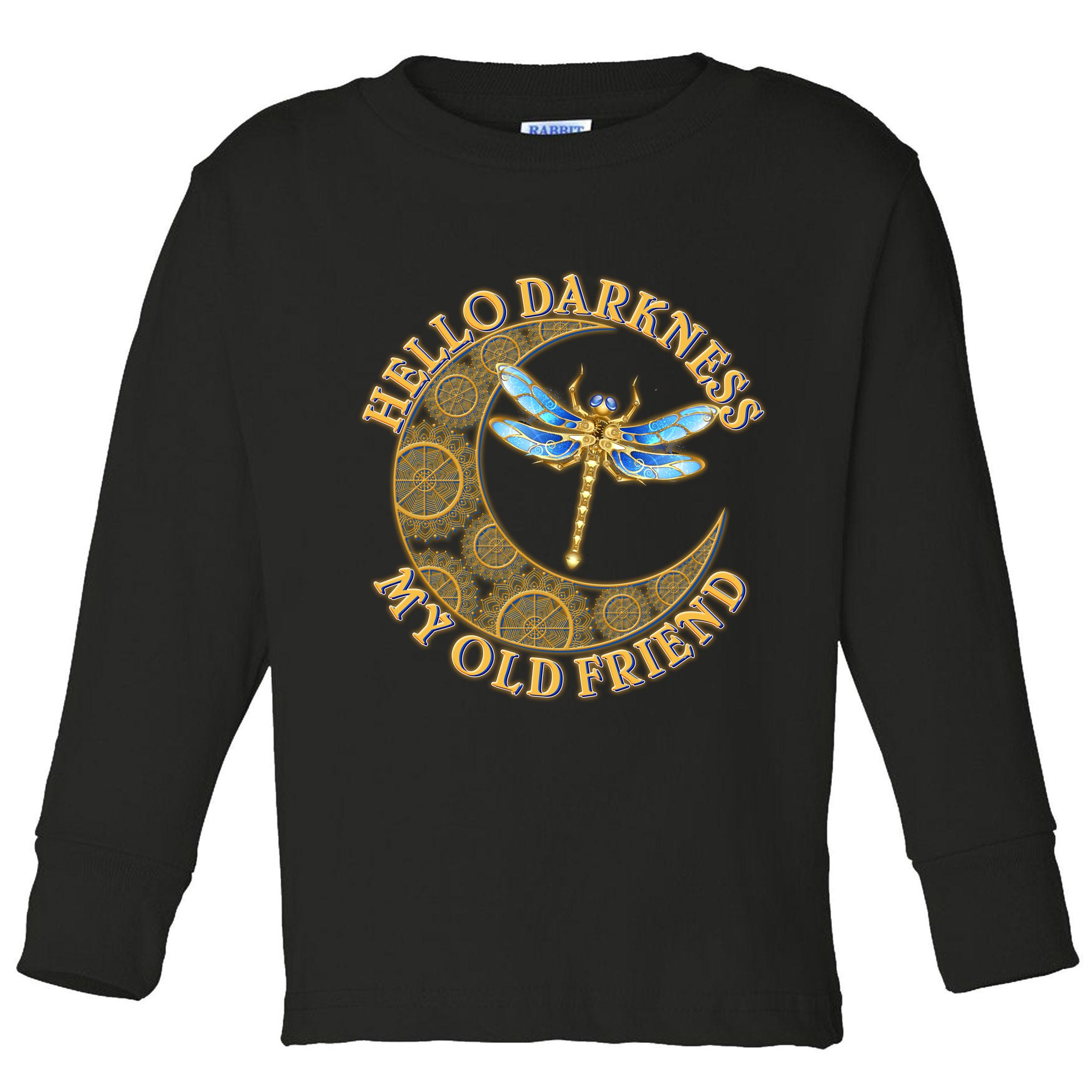 Vintage Steampunk Dragonfly Moon Hello Darkness My Old Friend Toddler Long Sleeve Shirt