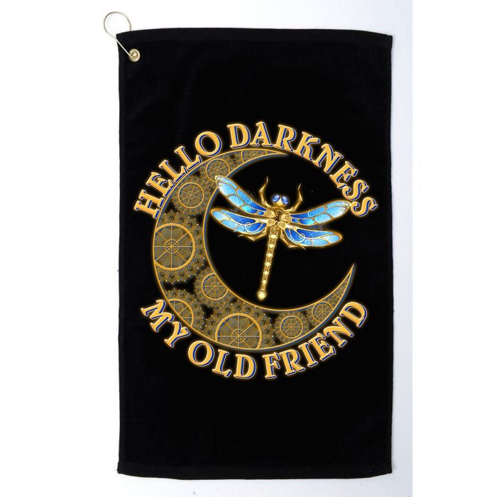Vintage Steampunk Dragonfly Moon Hello Darkness My Old Friend Golf Towel