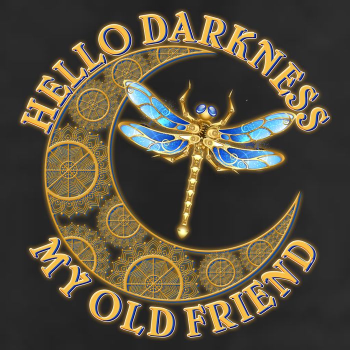 Vintage Steampunk Dragonfly Moon Hello Darkness My Old Friend Golf Towel