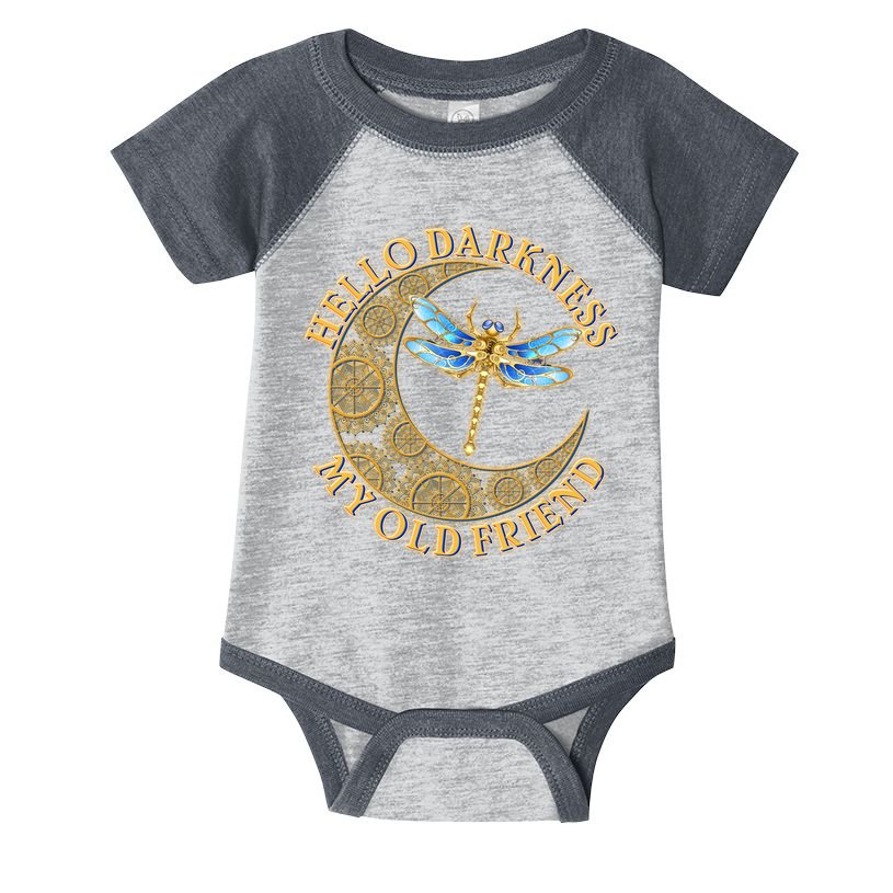 Vintage Steampunk Dragonfly Moon Hello Darkness My Old Friend Infant Baby Jersey Bodysuit