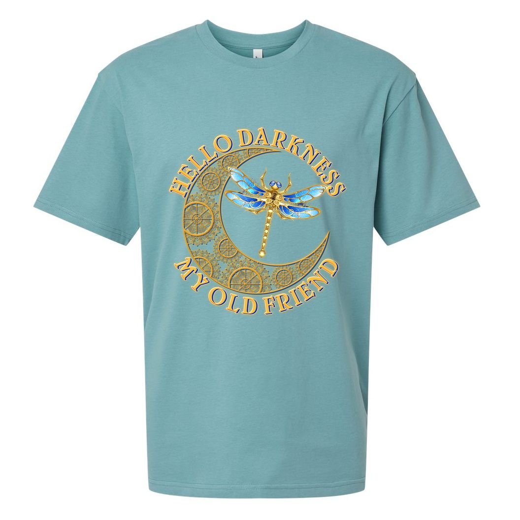 Vintage Steampunk Dragonfly Moon Hello Darkness My Old Friend Sueded Cloud Jersey T-Shirt