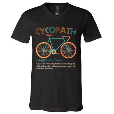 Vintage Style Colors Cycopath Definition  V-Neck T-Shirt