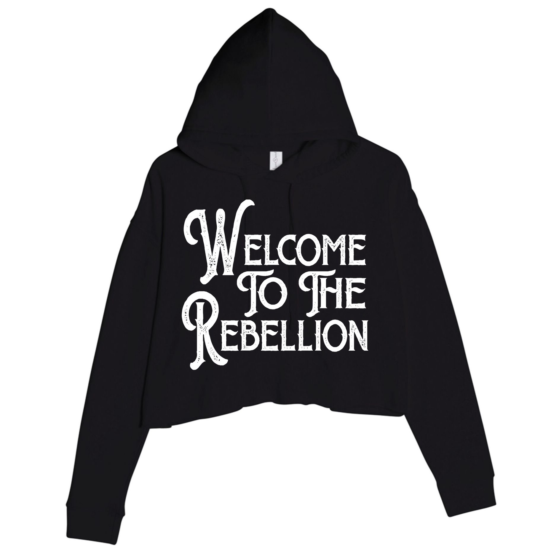Vintage Style Welcome To The Rebellion Crop Fleece Hoodie