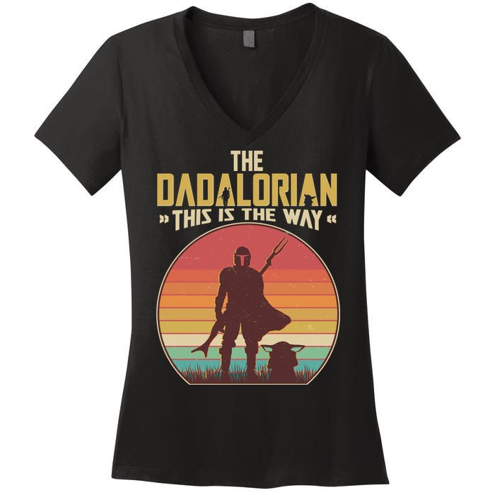 Vintage Styled The Dadalorian This Is the Way Women's V-Neck T-Shirt