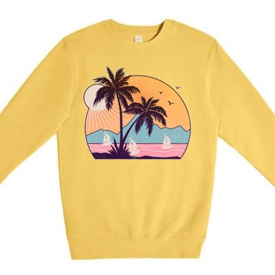 Vintage Summer Beach Emblem Premium Crewneck Sweatshirt