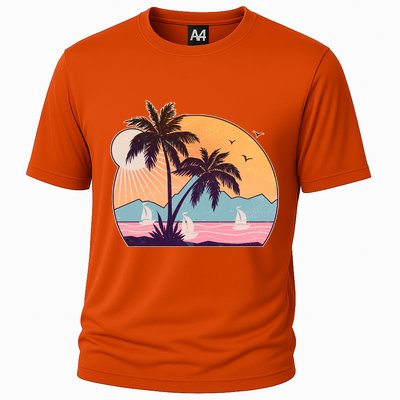 Vintage Summer Beach Emblem Cooling Performance Crew T-Shirt