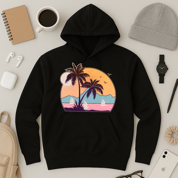 Vintage Summer Beach Emblem Hoodie