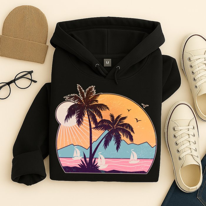 Vintage Summer Beach Emblem Hoodie