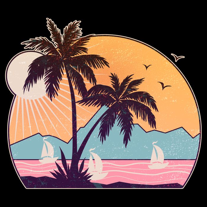 Vintage Summer Beach Emblem Hoodie