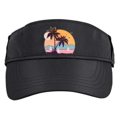 Vintage Summer Beach Emblem Adult Drive Performance Visor