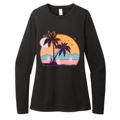 Vintage Summer Beach Emblem Womens CVC Long Sleeve Shirt