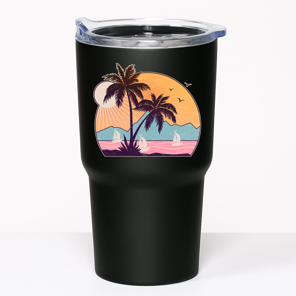 Vintage Summer Beach Emblem Tumbler