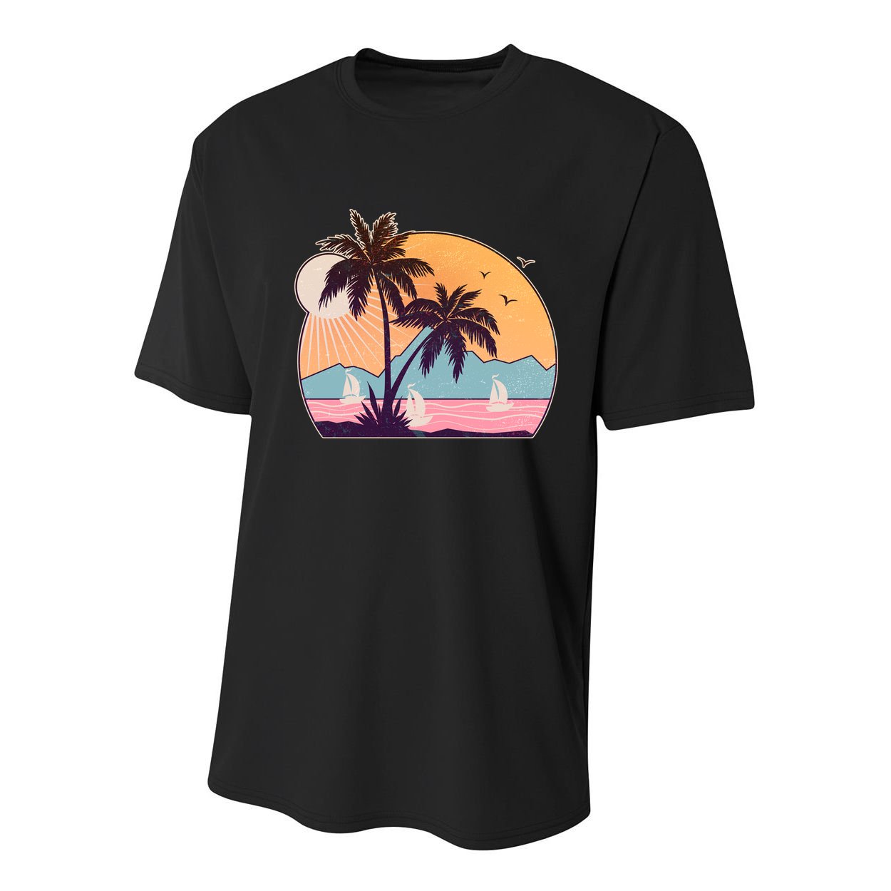 Vintage Summer Beach Emblem Youth Performance Sprint T-Shirt