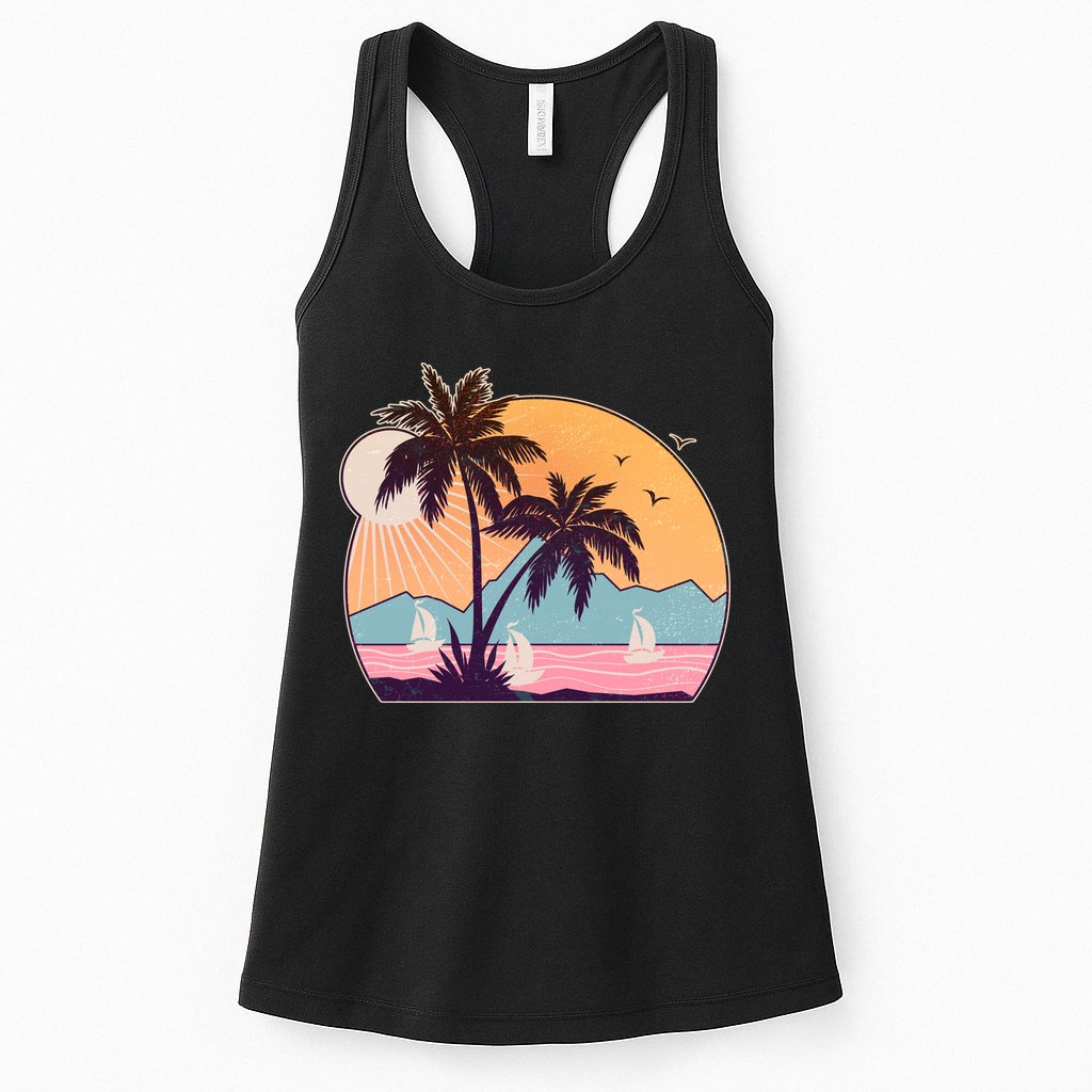 Vintage Summer Beach Emblem Womens Tank Top