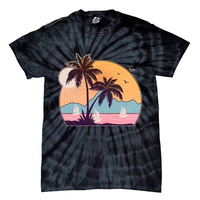 Vintage Summer Beach Emblem Tie-Dye T-Shirt