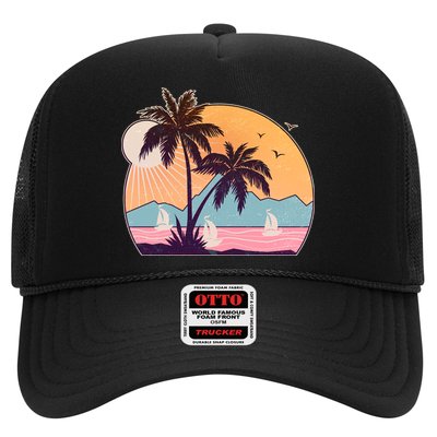 Vintage Summer Beach Emblem Trucker Hat