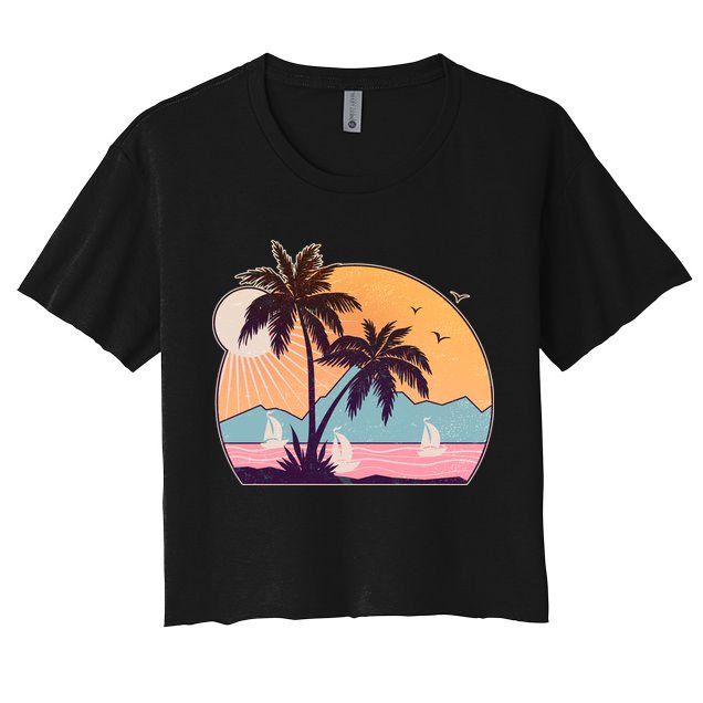 Vintage Summer Beach Emblem Crop Top