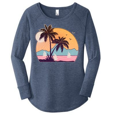 Vintage Summer Beach Emblem Women's Perfect Tri Tunic Long Sleeve Shirt