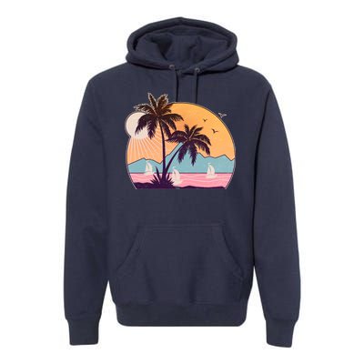 Vintage Summer Beach Emblem Premium Hoodie